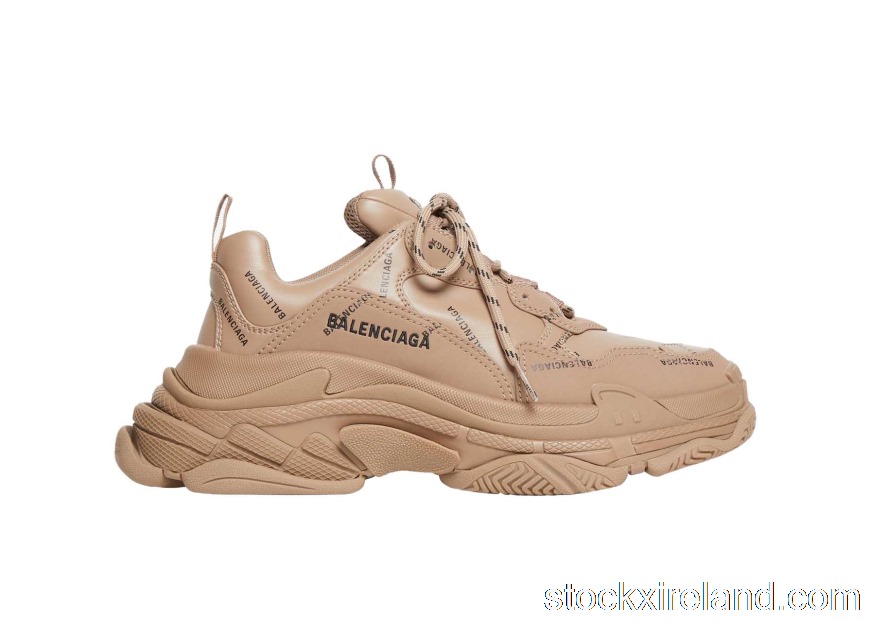 IE Balenciaga All Over Logo Triple S Beige 536737W2FA19911