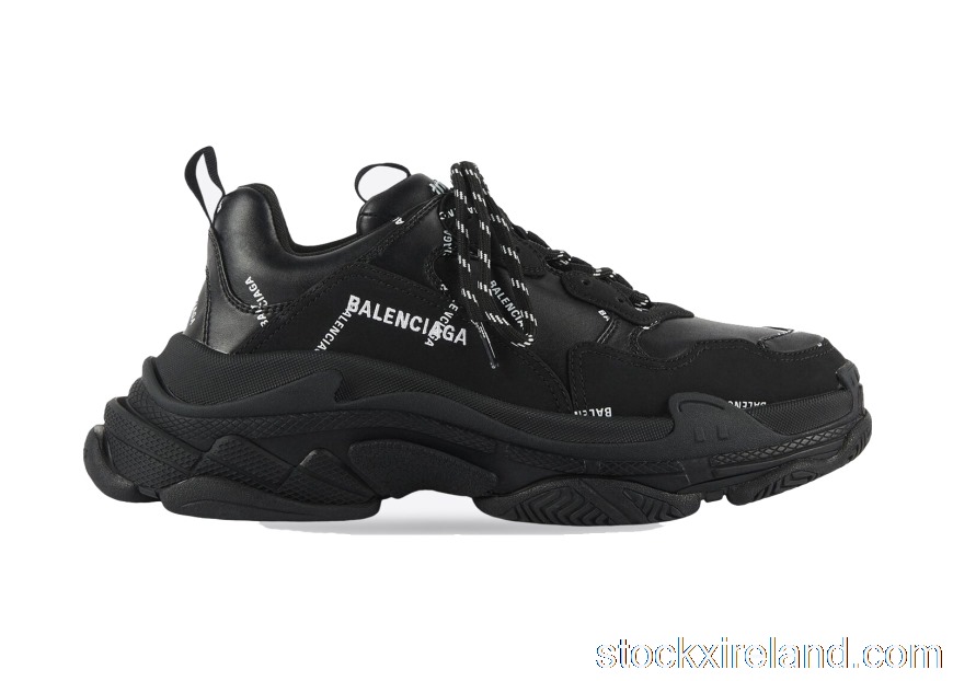 IE Balenciaga All Over Logo Triple S Black (W) 524039W2FA11090