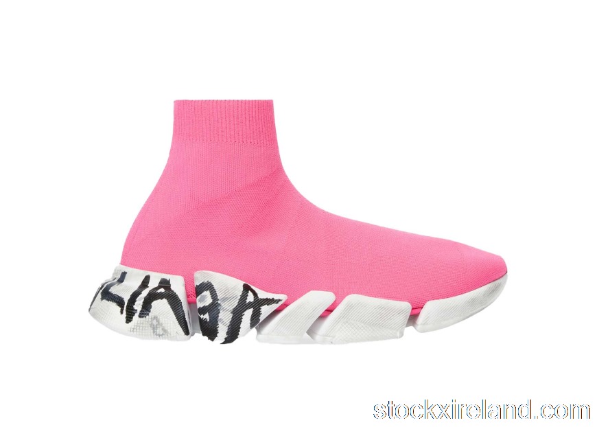 IE Balenciaga Speed 2.0 Graffiti Recycled Knit Fluo Pink (W) 617196W2DD55091