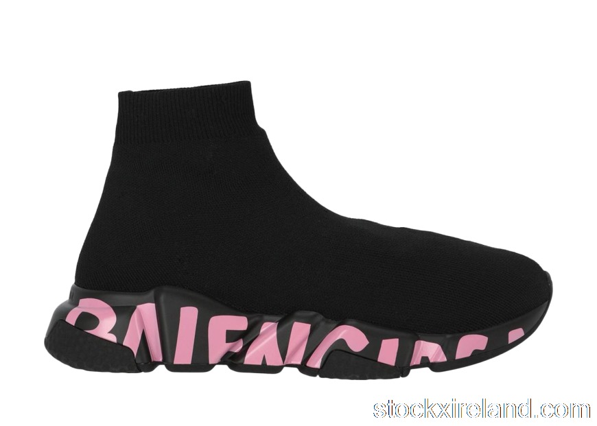 IE Balenciaga Speed Graffiti Black Black Pink (W) 605942W2DB71156