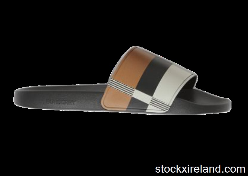 IE Burberry Embossed Logo Slides Camel Check 80436721
